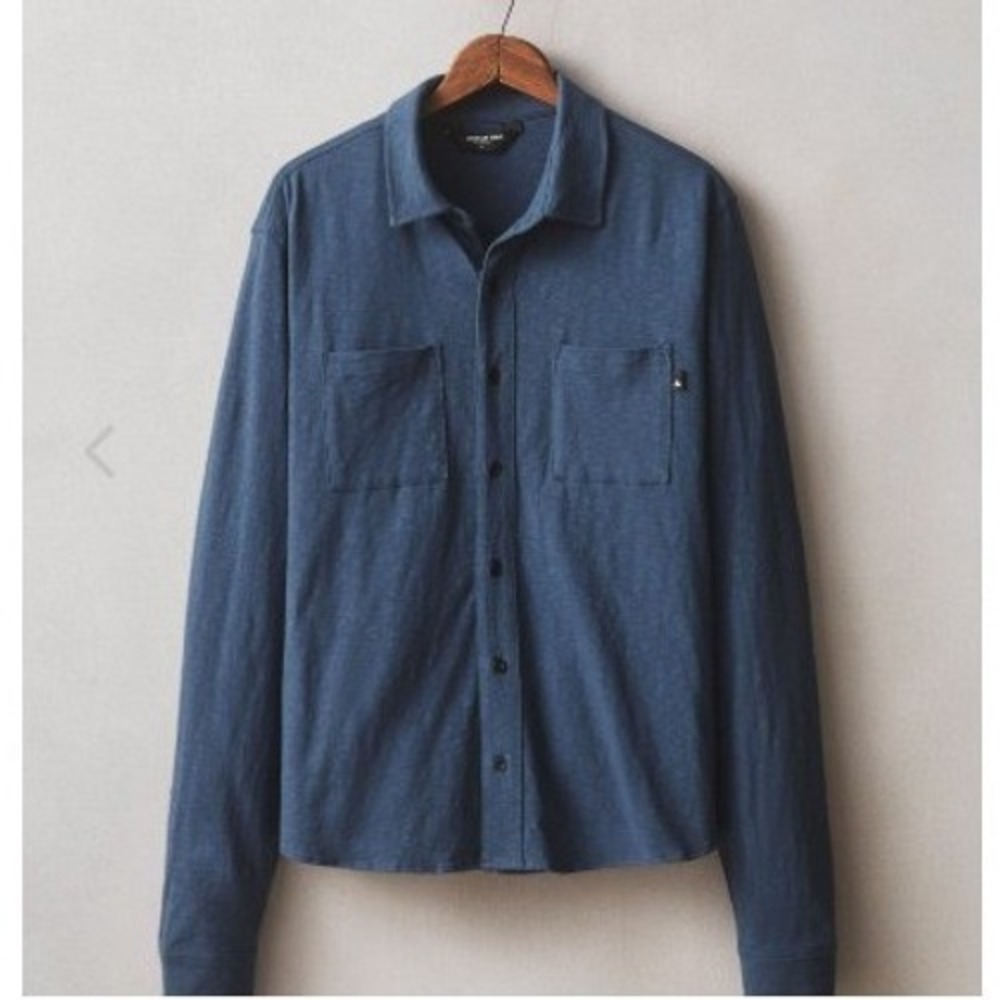 NEW American Giant Premium Slub Button Up Long Sleeve Shirt Men's XL Dark Denim